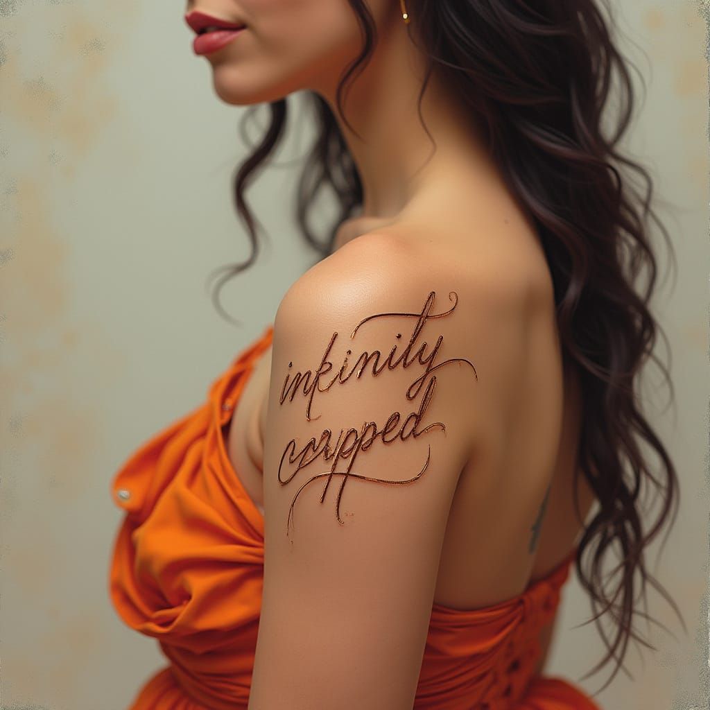Woman with 'Infinity Capped' Script in Digital Art Style