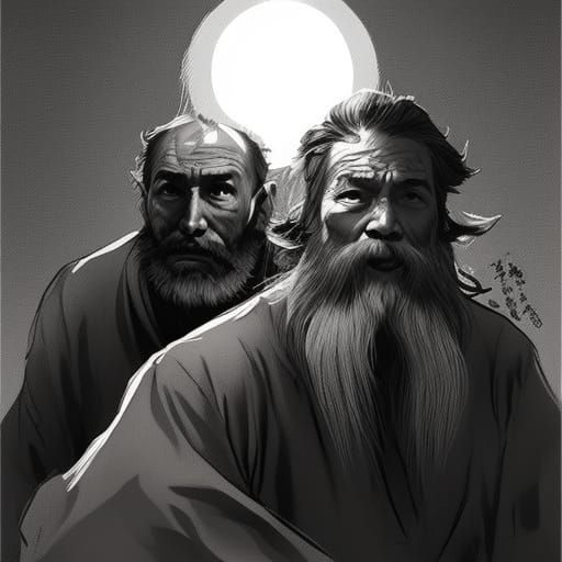 Wuxia Kung Fu Portrait in Mignola Ink Style