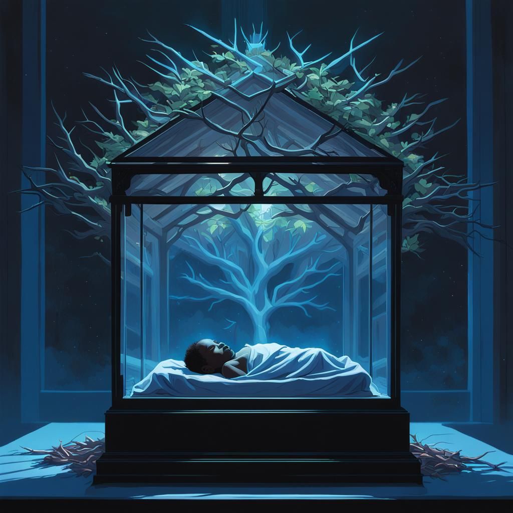 Black Infant Jesus in Incubator: Neon Christian Altar