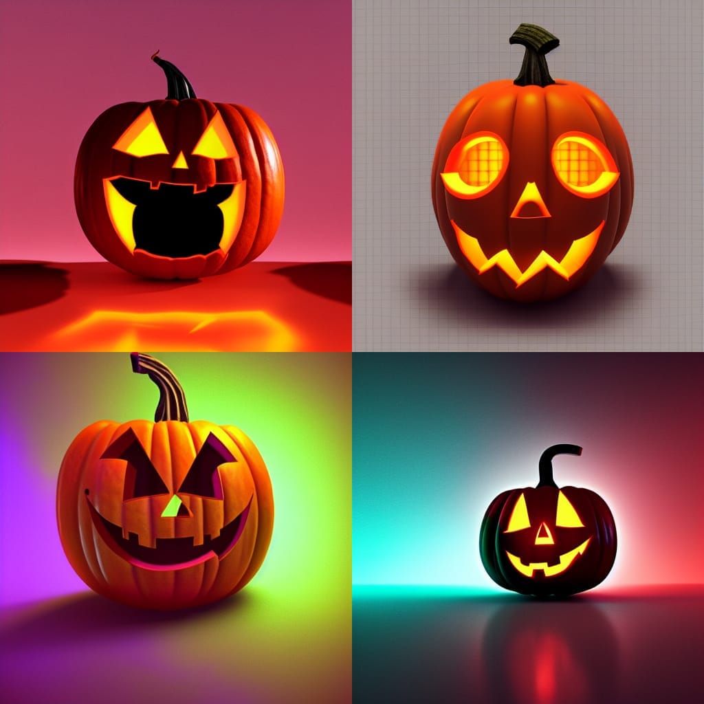 Bloody Glowing Neon Jack-o'-Lantern: Pixar Style