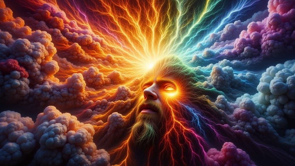 Rainbow Storm Creates Fractured Face