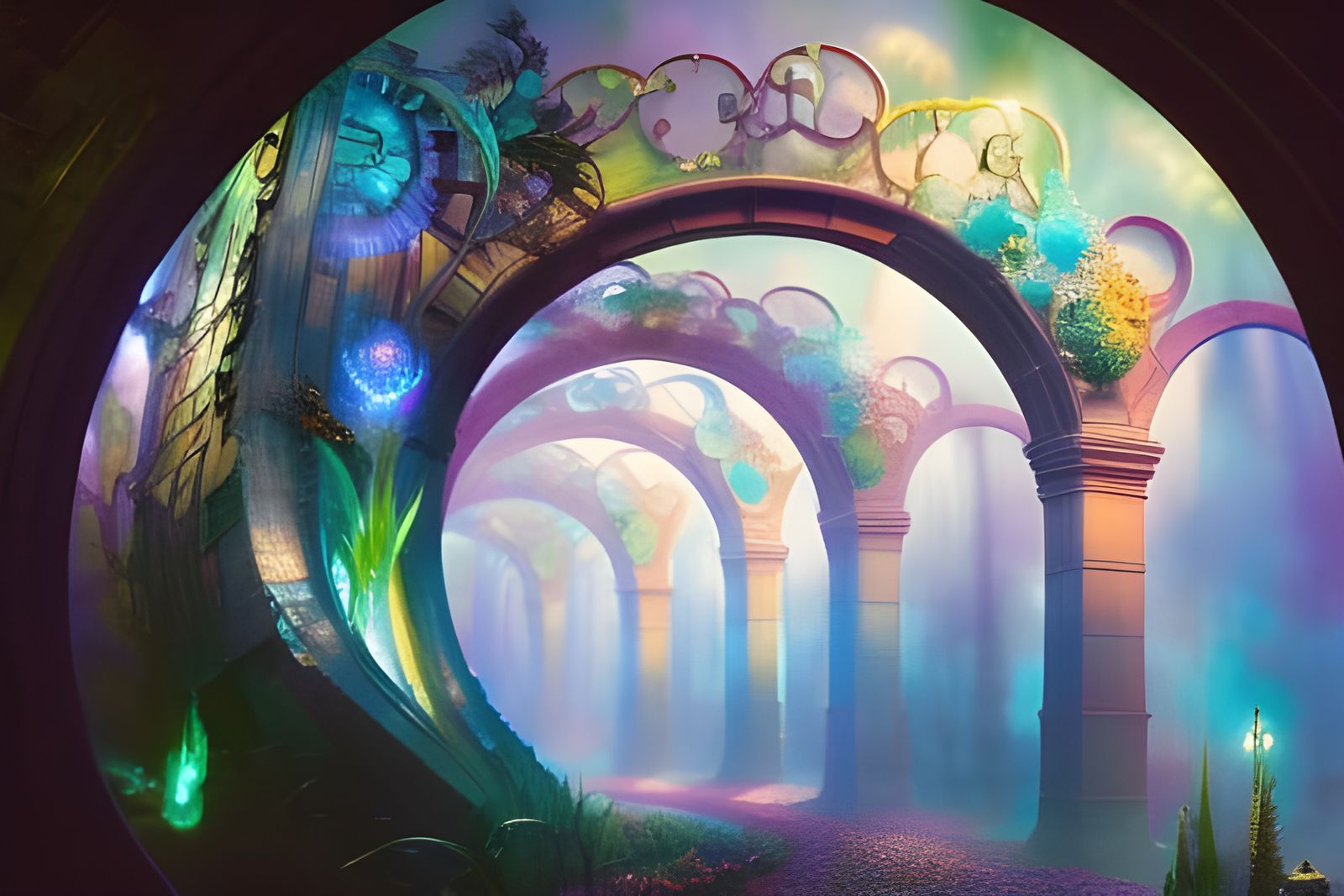 Bioluminescent Crystal Portal to Fairytale Countryside