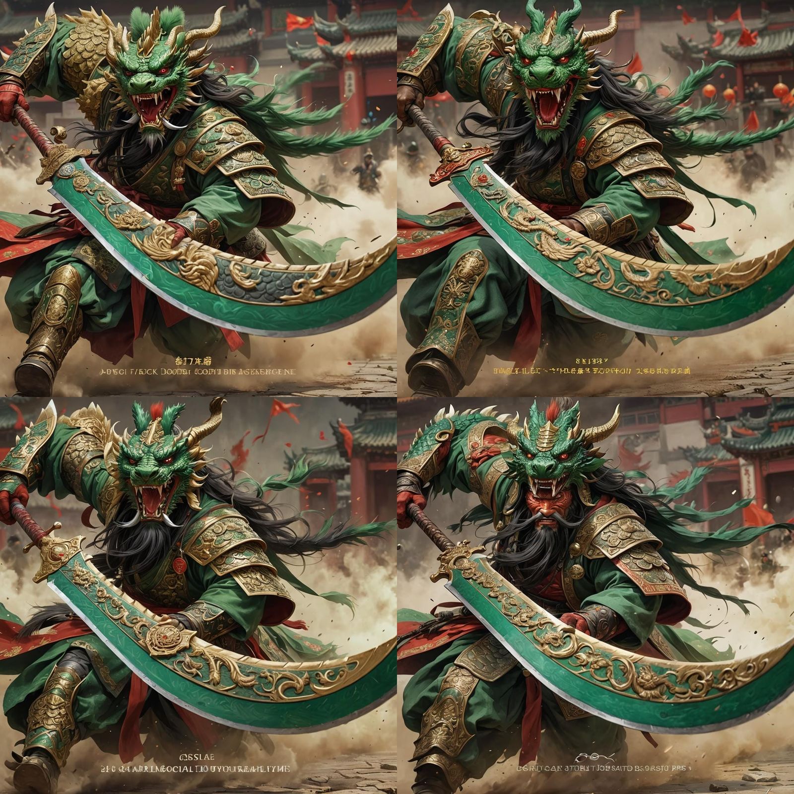 Chinese Warrior Leading Army in Ancient City