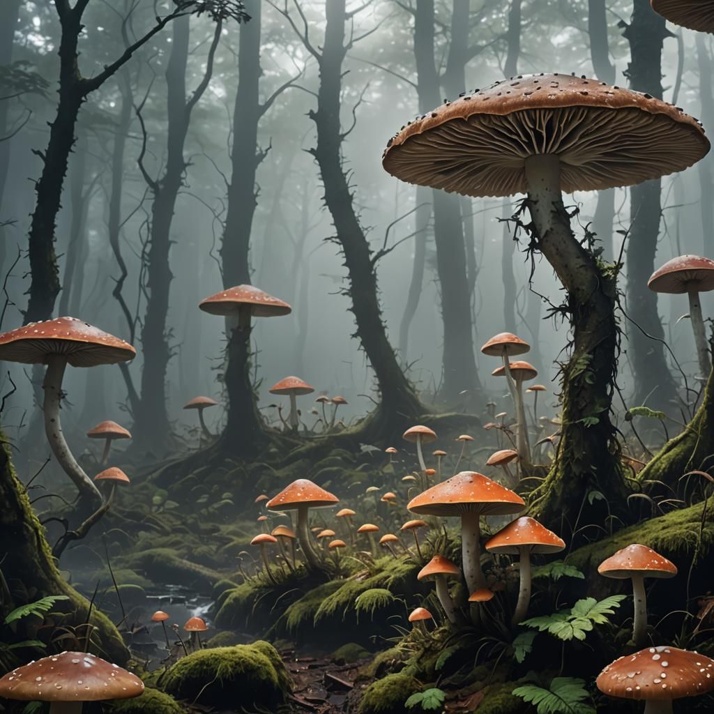 Mysterious Mushroom Forest in Dreamlike HD