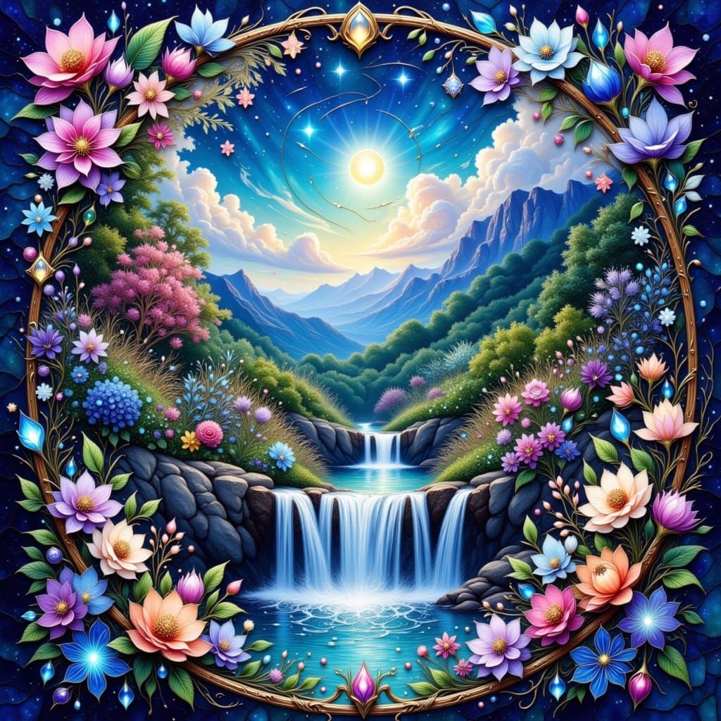 Kaleidoscope Art with Florals and Gemstones