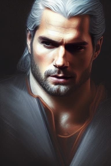 Hyperrealistic Witcher Portrait in Art Nouveau Style
