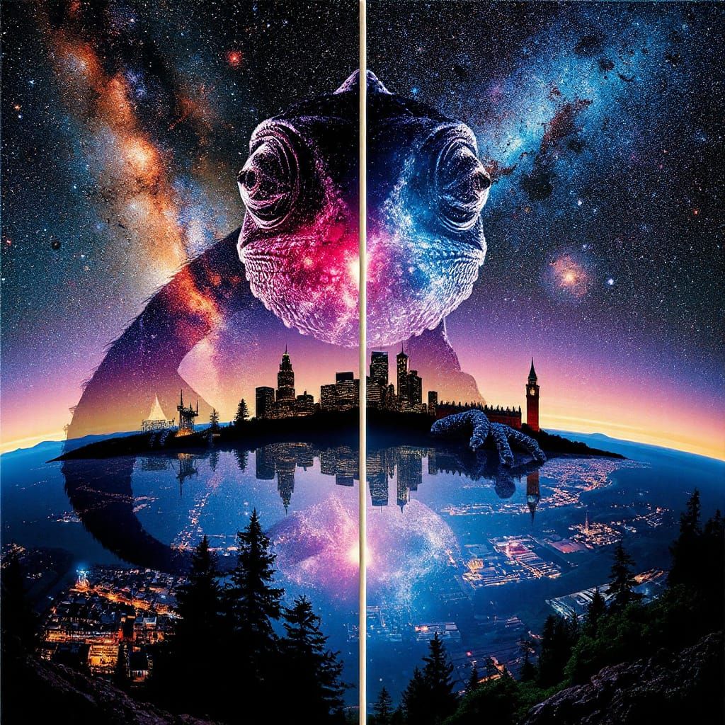 Cosmic Chameleon Silhouette Reveals Galaxy World