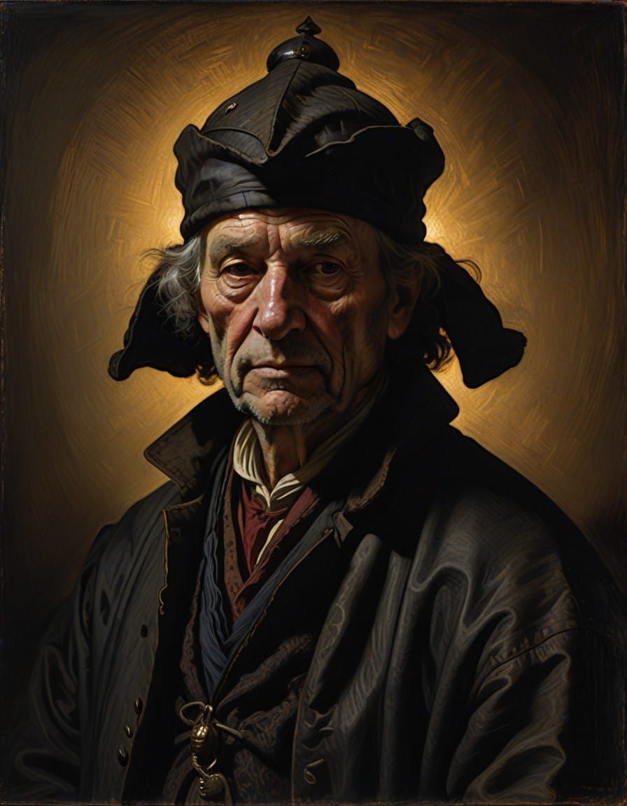 A Contemplative Elderly Man in Gilded Regalia