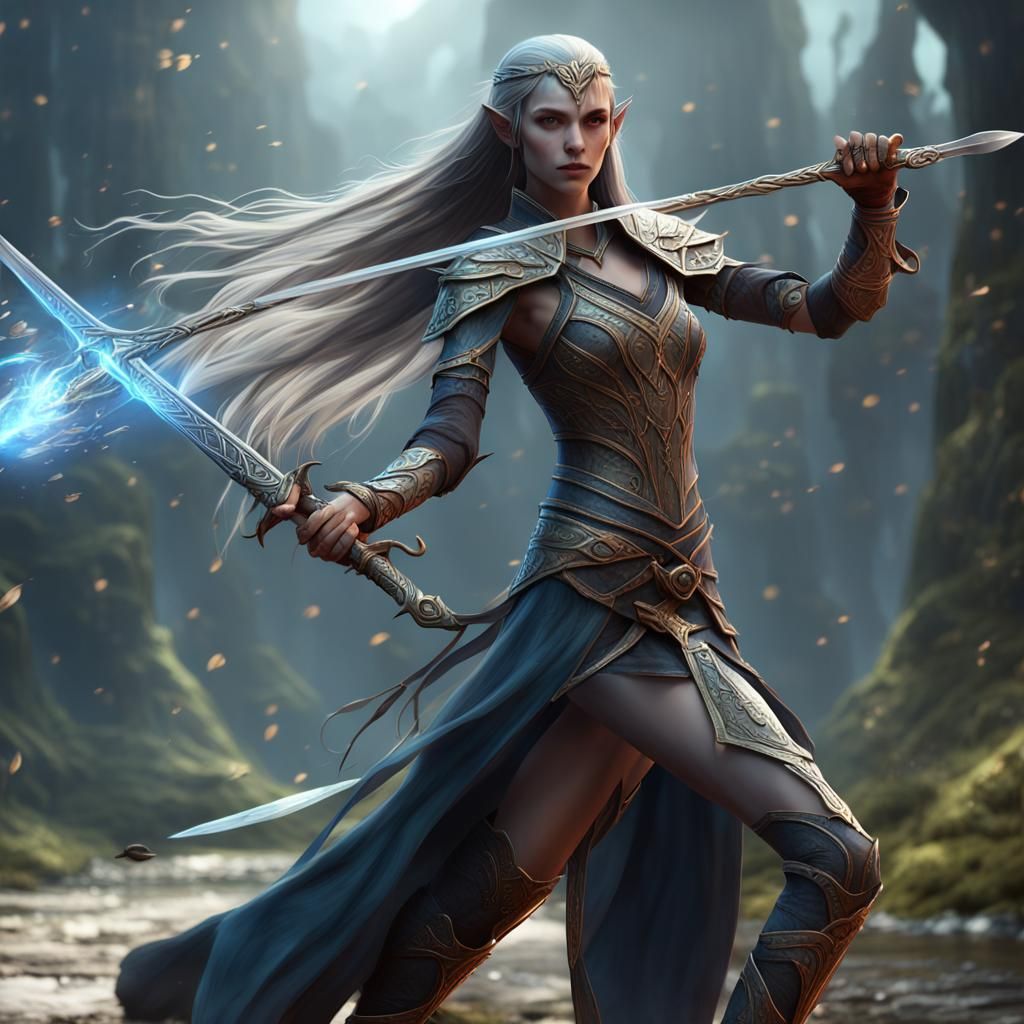 High Elf Blade Dancer in Ultra Realistic Style