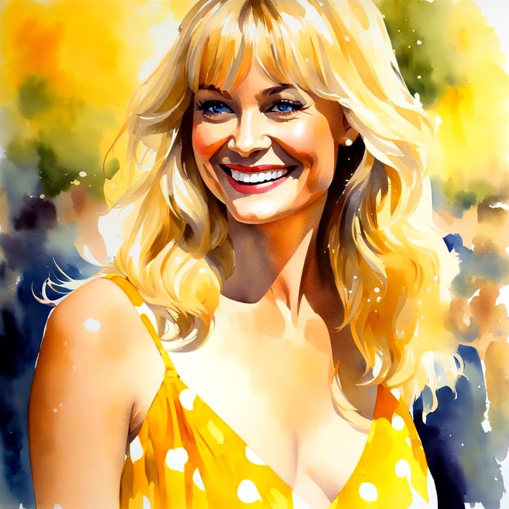 Impressionistic Watercolor Portrait of Blonde Woman
