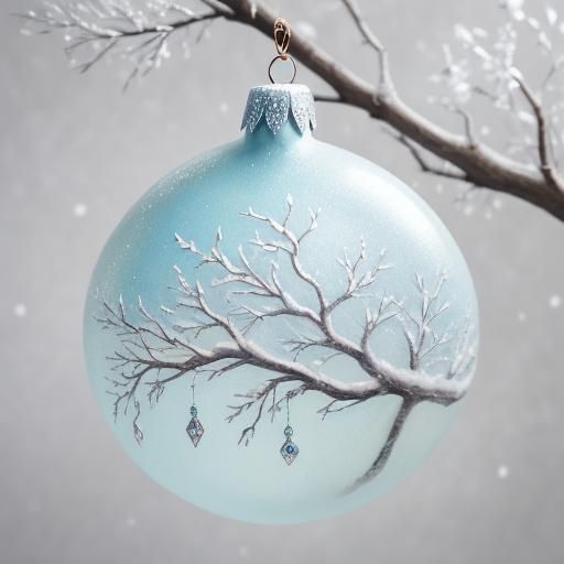 Polish Glass Ornament in Watercolor with Wintery Mist