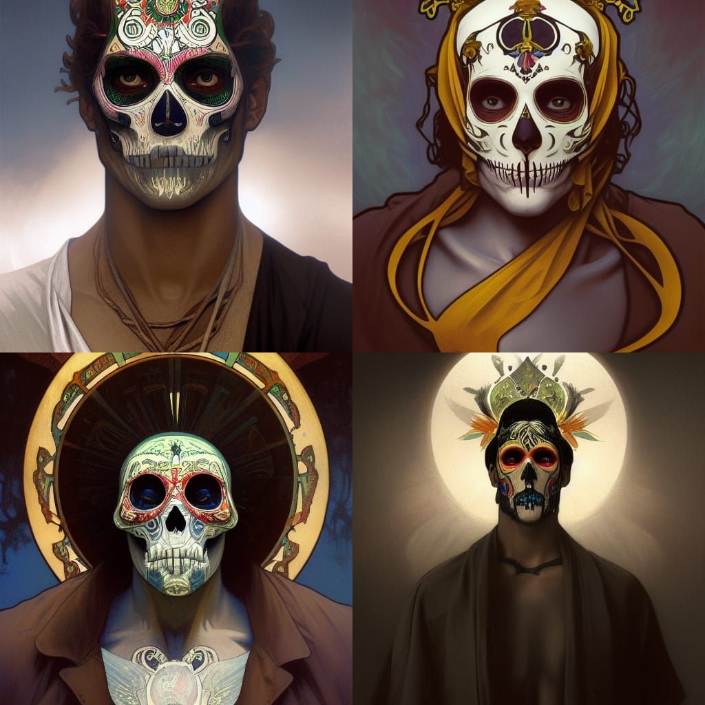 Day of the Dead Angel in Art Nouveau Style