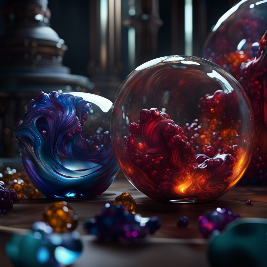 Fantastical Blown Glass Orbs in Detailed Matte Painting