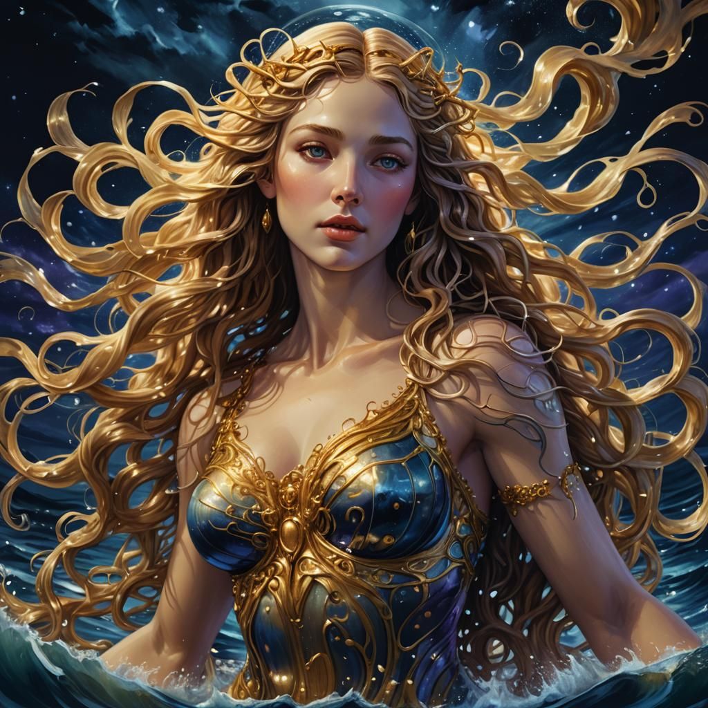 Aphrodite Rising from the Sea: Digital Painting