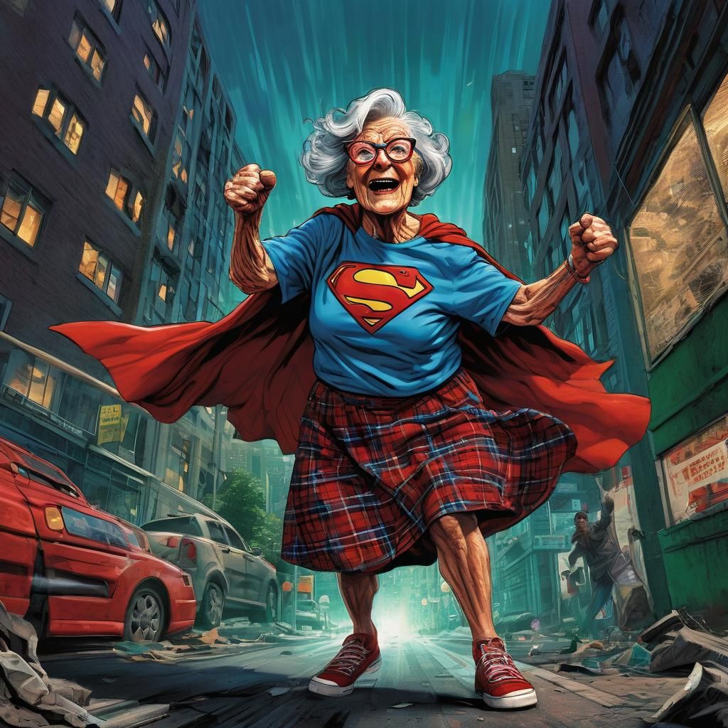 Superhero Grandma Fights Crime: Comic Book Art