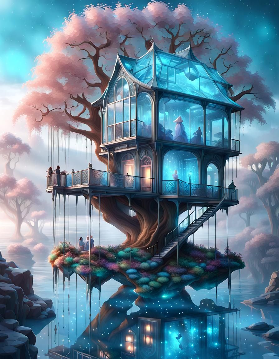 Cerulean Glass Treehouse: A Sci-Fi Fantasy