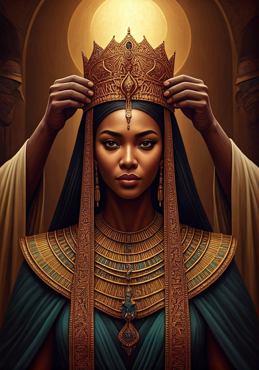 Empowered Queen's Coronation in High Fantasy Art