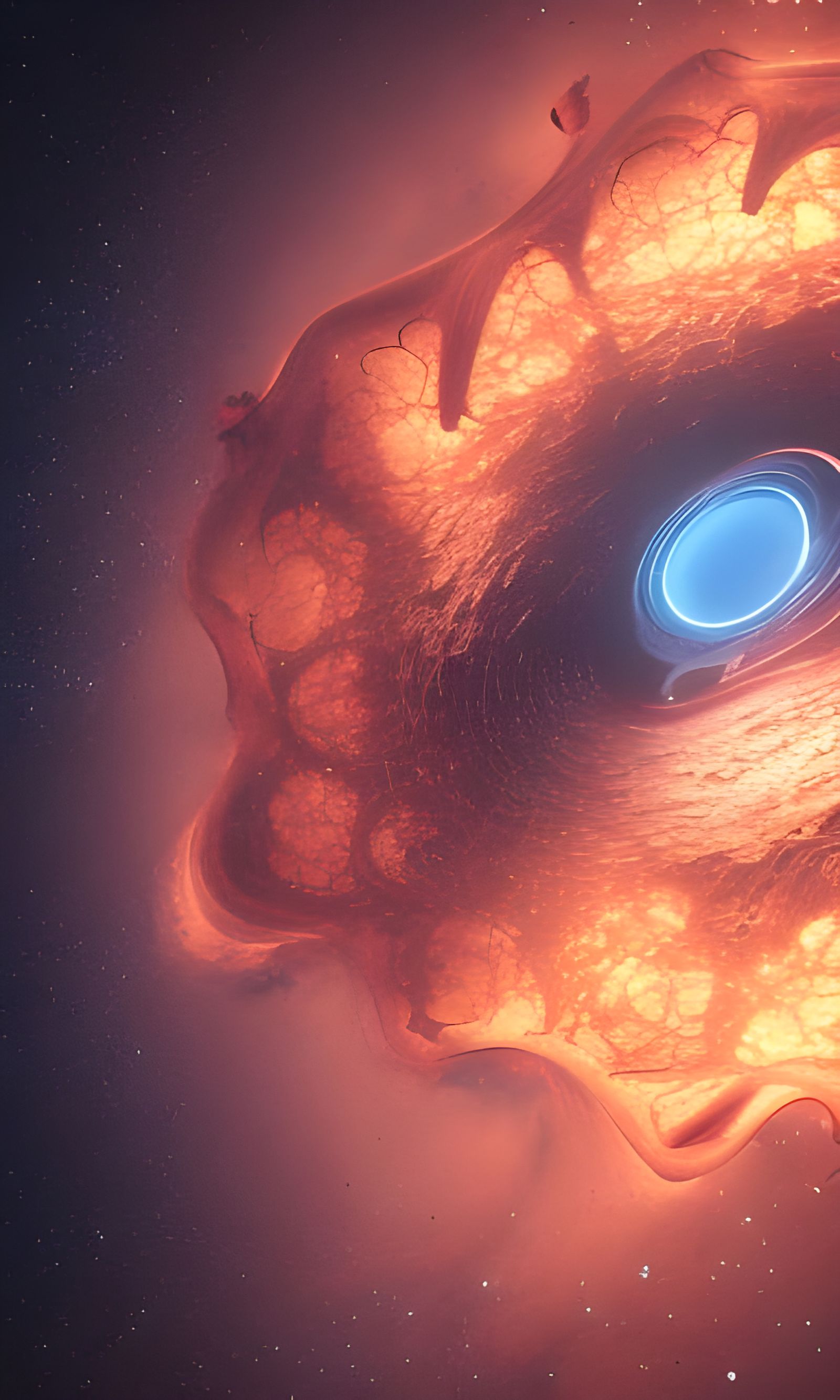 Cosmic View Through Gravitational Lens, Hyperrealistic Style