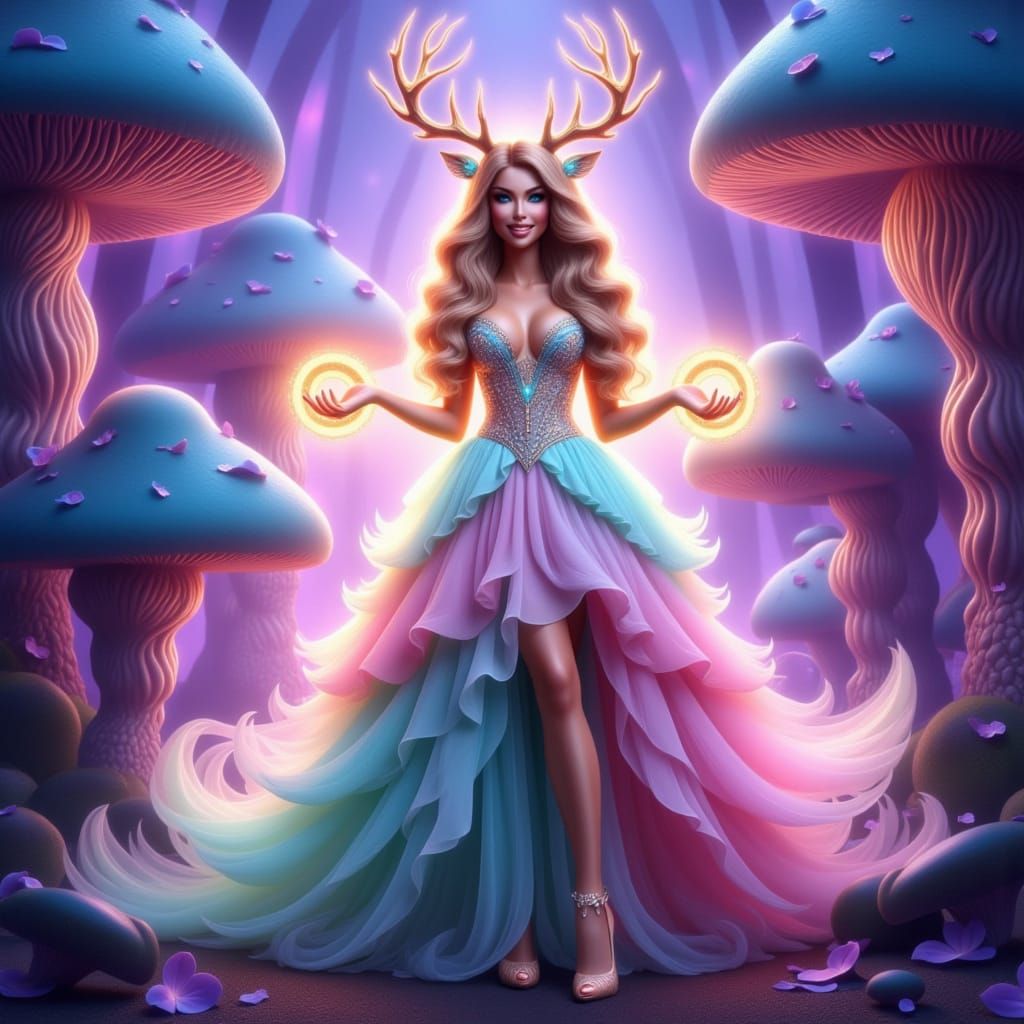 Ethereal Goddess in Pastel Hues and Golden Aura