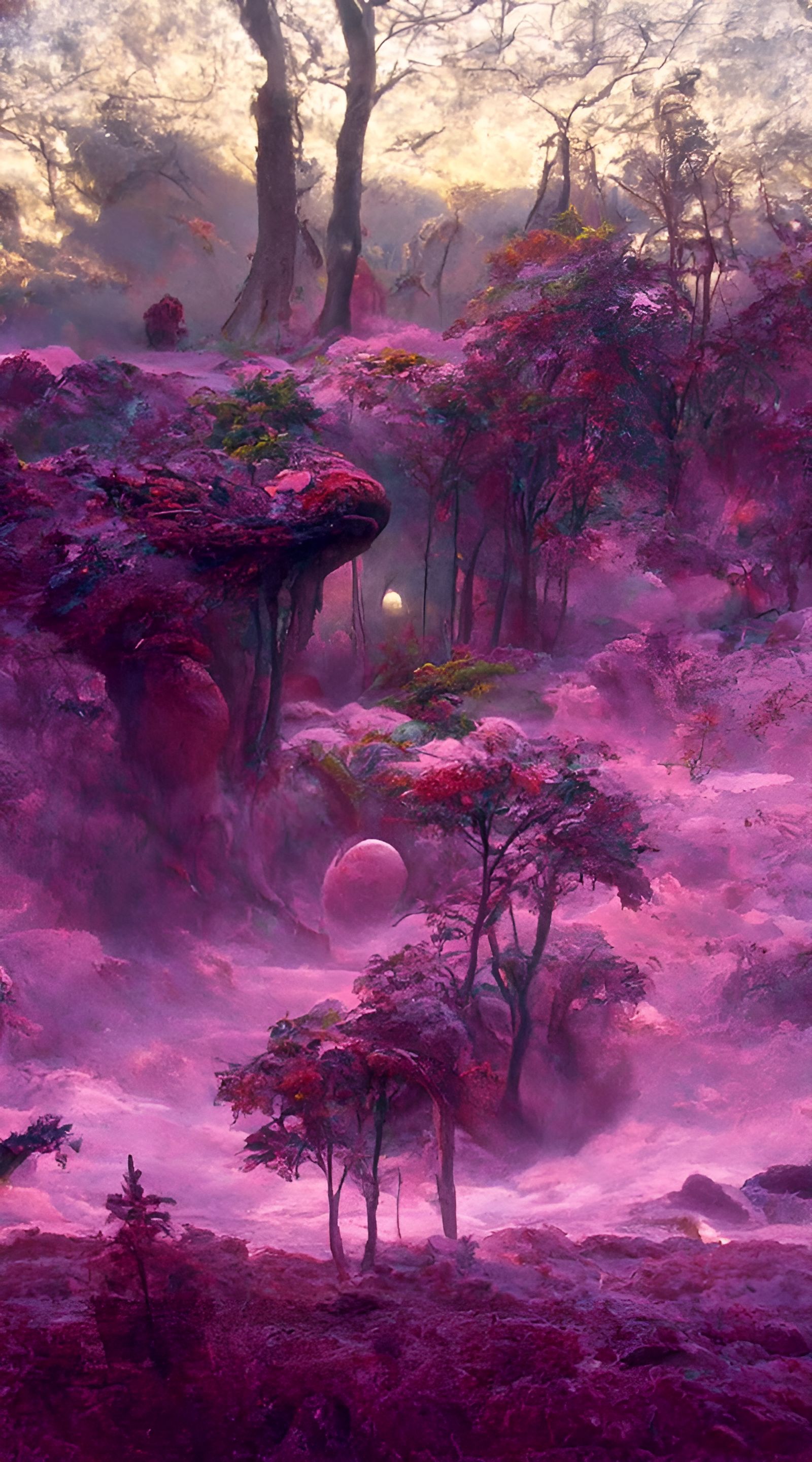 Alien Landscape with Glowing Flora, Fantasy Concept Art
