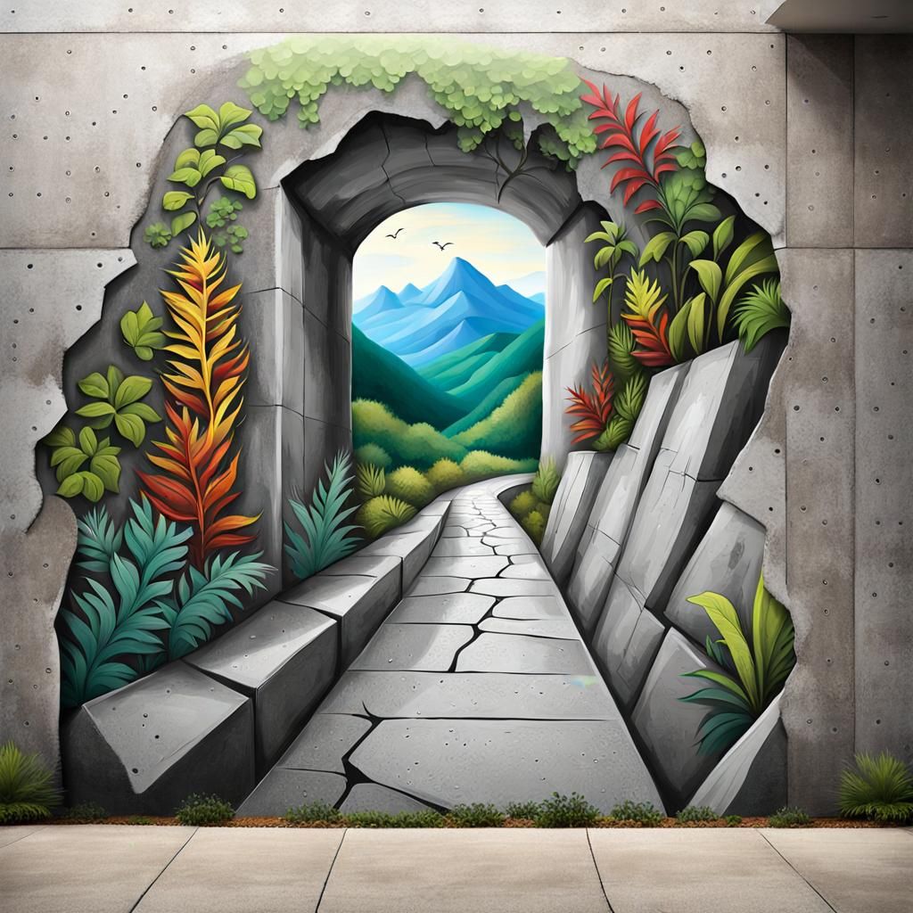 Chalk Art Canyon: 3D Illusion Mural