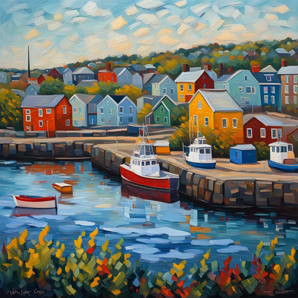 Halifax, Nova Scotia in Expressionist Oil Paint Style