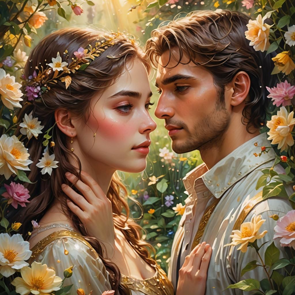 Romantic Garden Portrait of a Young Couple