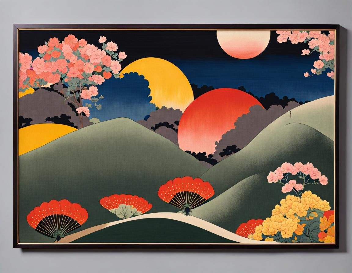 Ukiyo-e Inspired Floral Arrangement