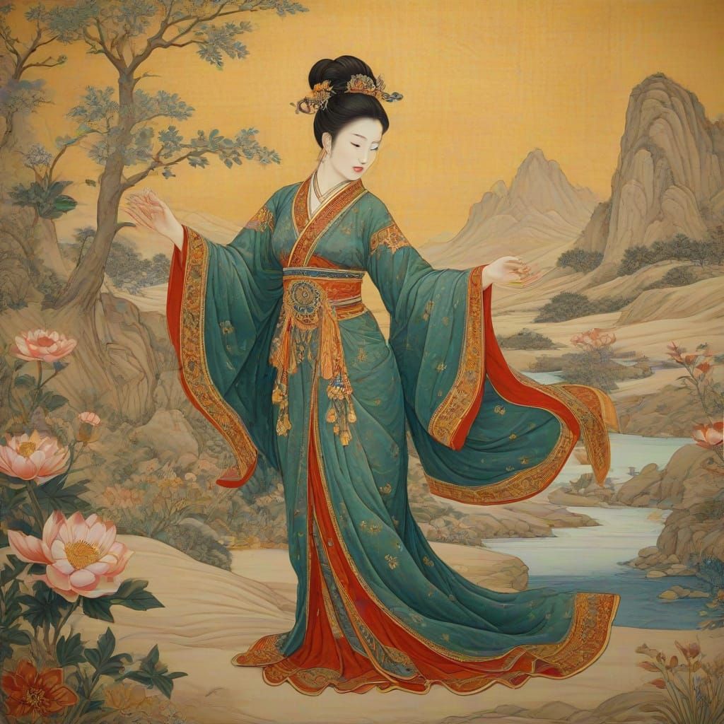An ancient Chinese woman dances