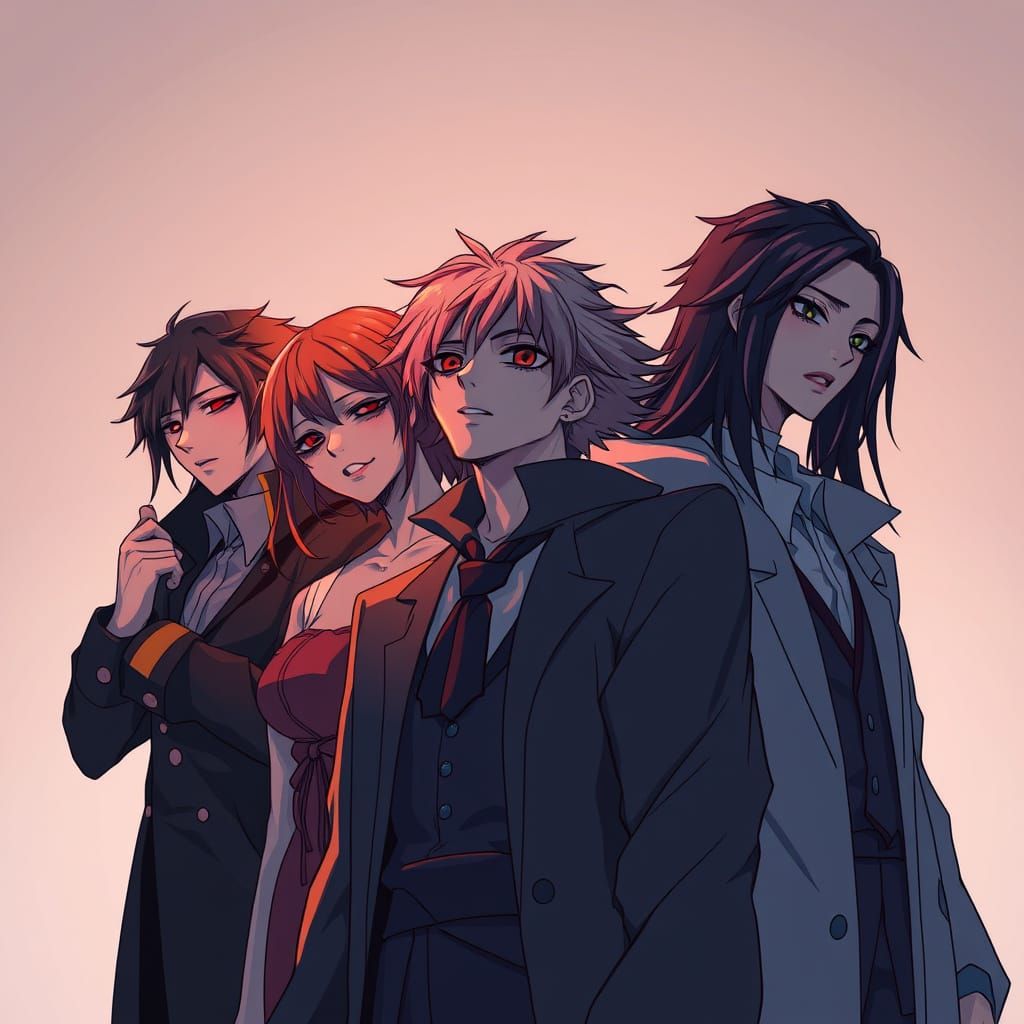 Solemn Anime Characters in Dark Fantasy World