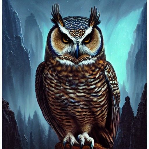 Astral Owl Queen: Ethereal Fantasy Illustration