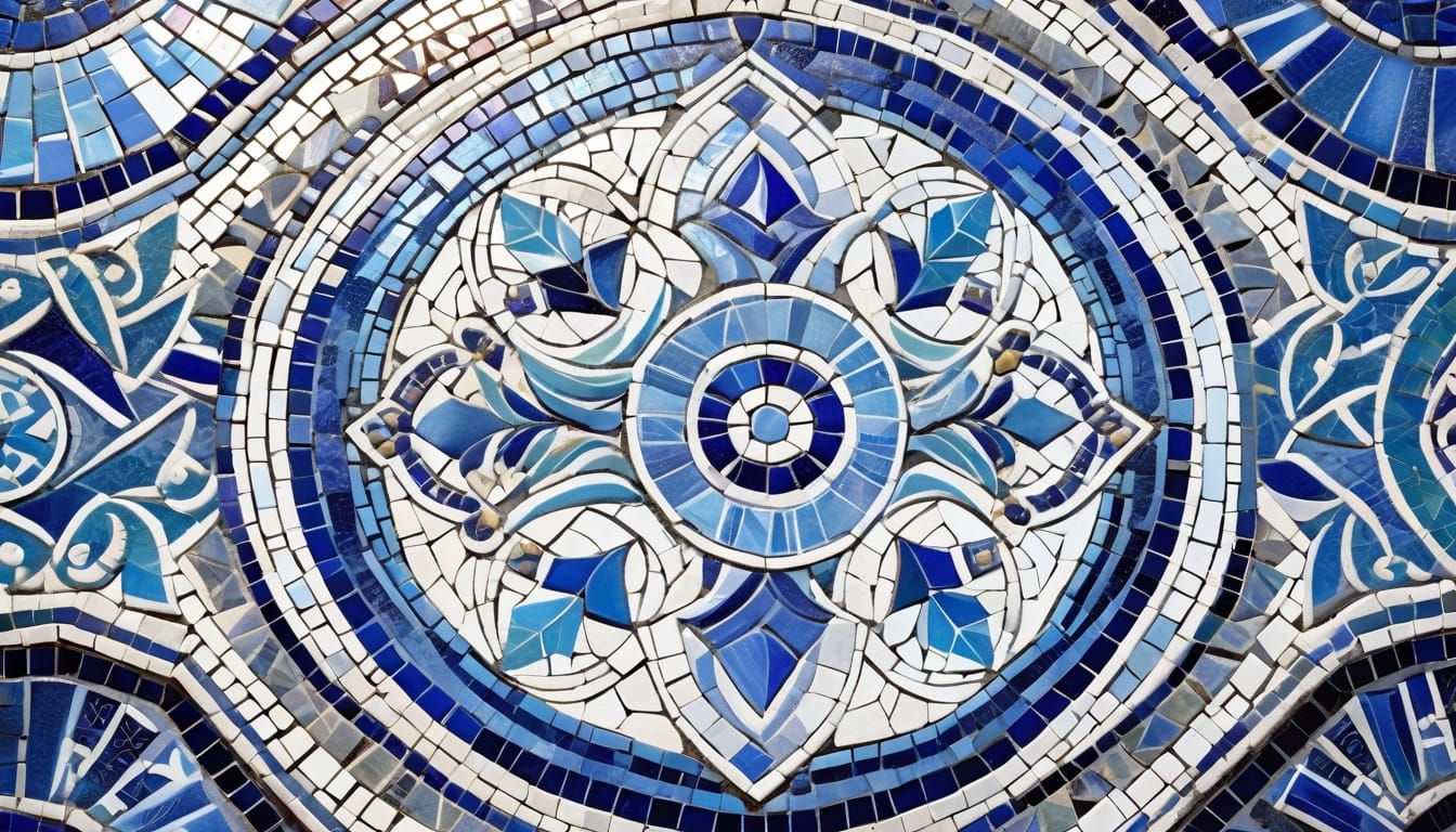 Blue Roman Mosaic Tesserae Art