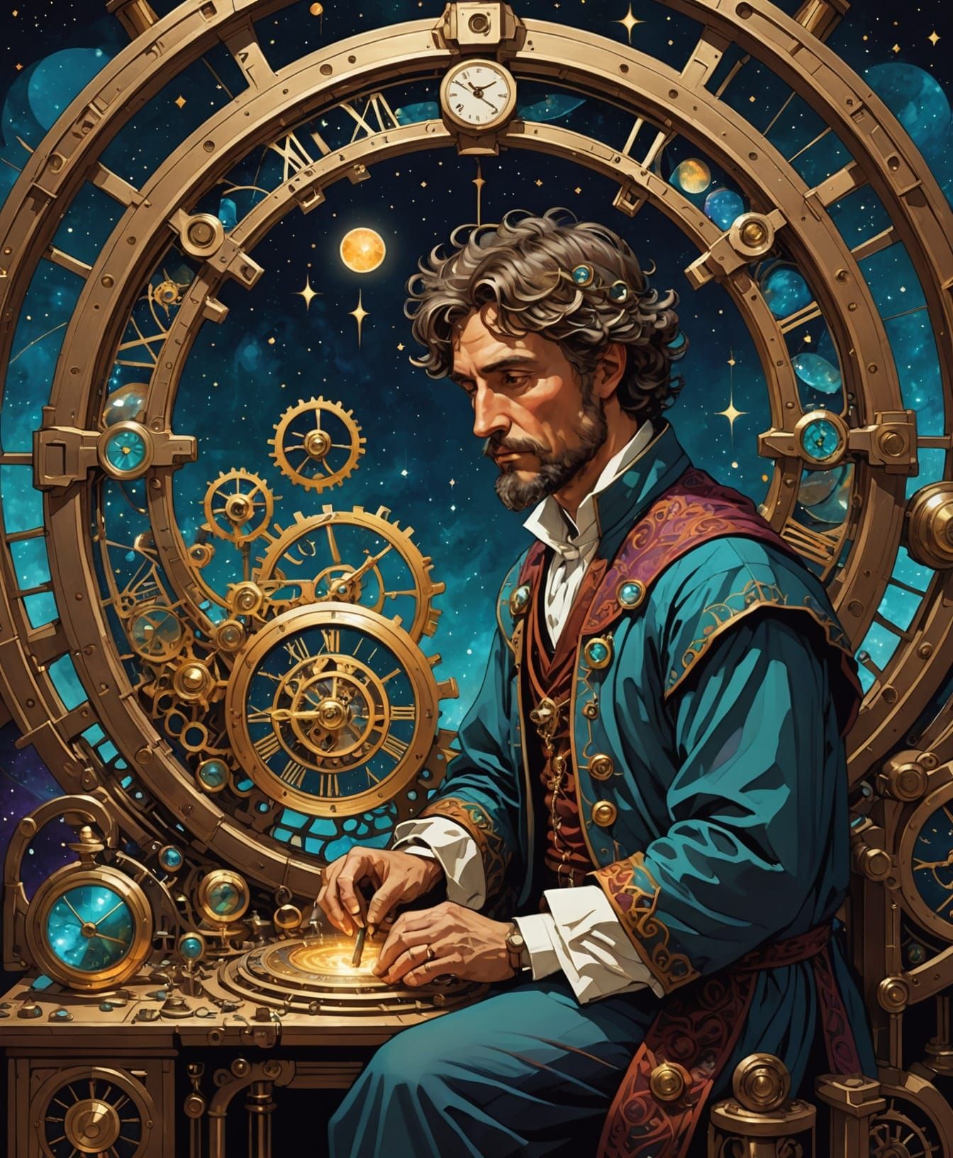 Celestial Clockmaker Crafting Galactic Timepieces