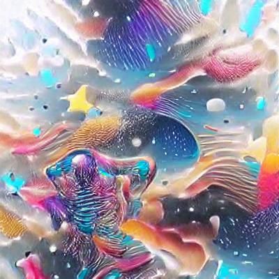 Holographic Cosmic Astral Illustration in Pablo Amaringo Sty...
