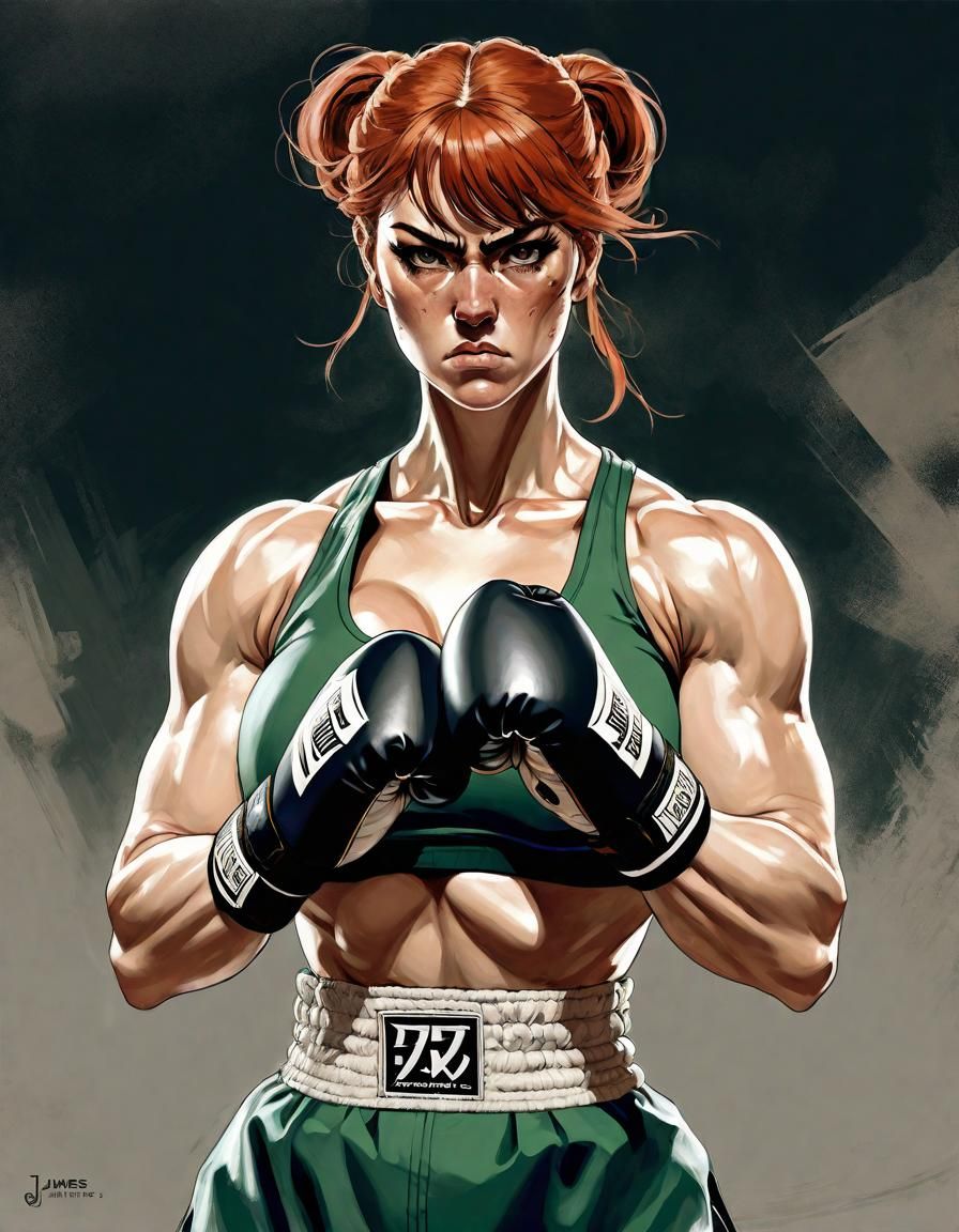 Muscular Irish Boxer in Anime Art Style