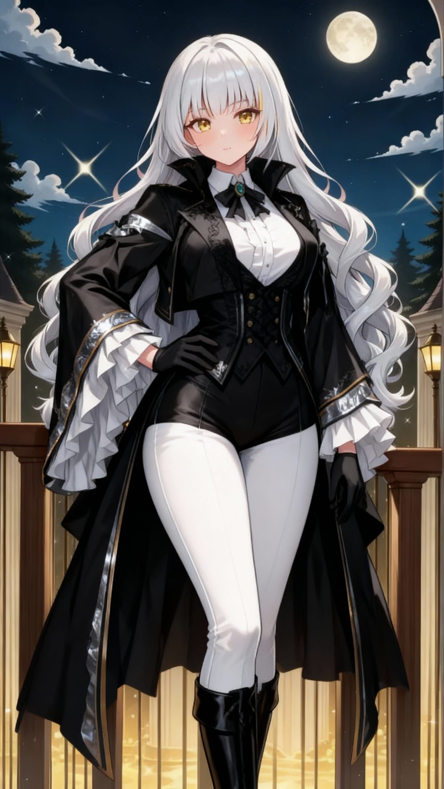 White Haired Woman with Moon and Gothic Style