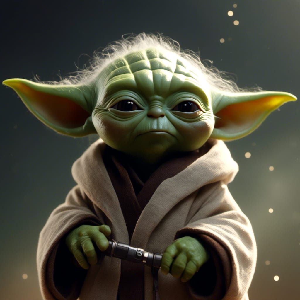 Cute Yoda-Inspired Character in Stylized Portrait