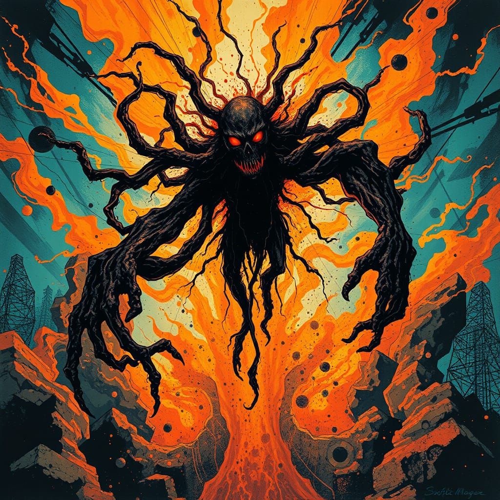 Cosmic Horror in Geometric Abstract Eldritch Art