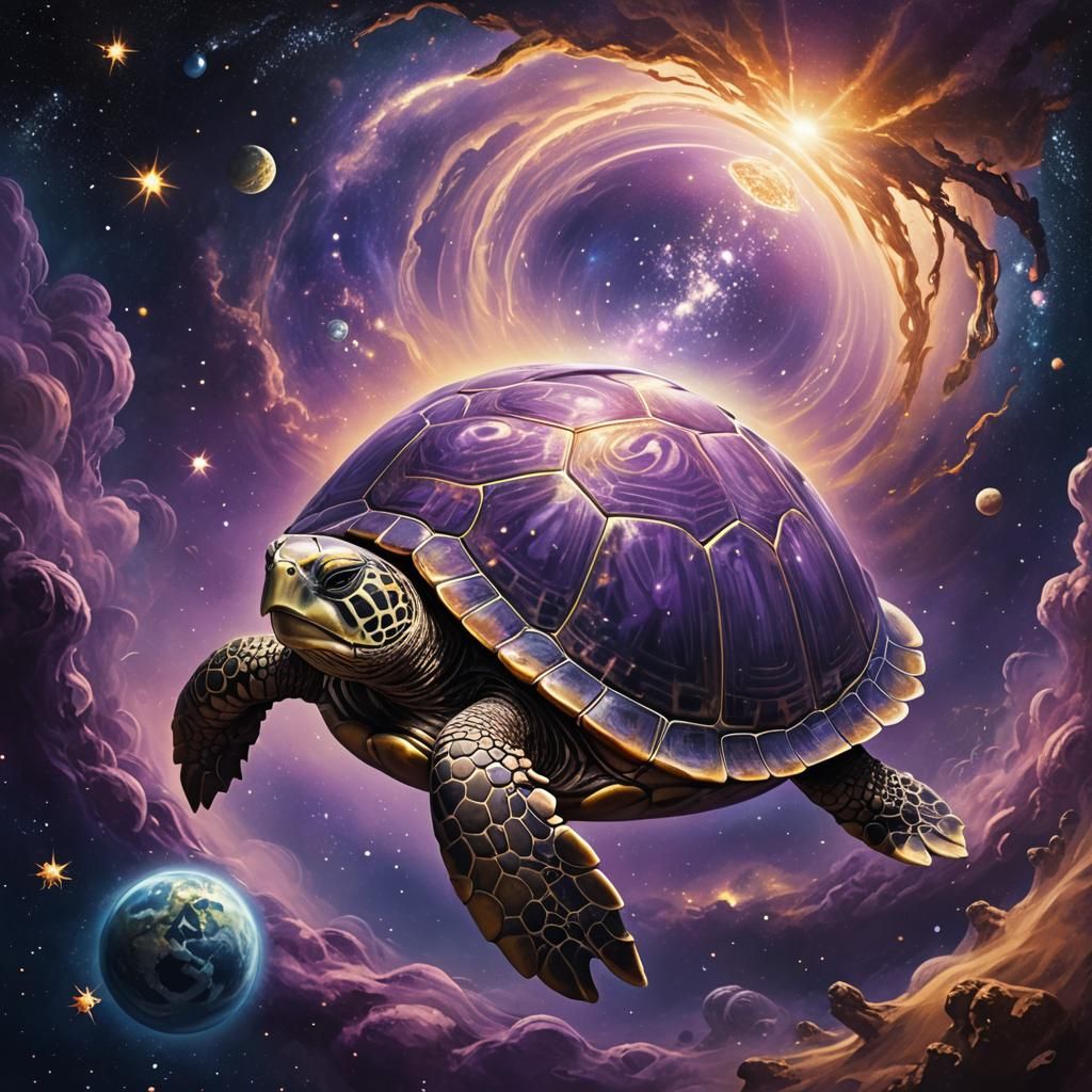 Great Turtle Carries Earth: Fantasy Digital Art