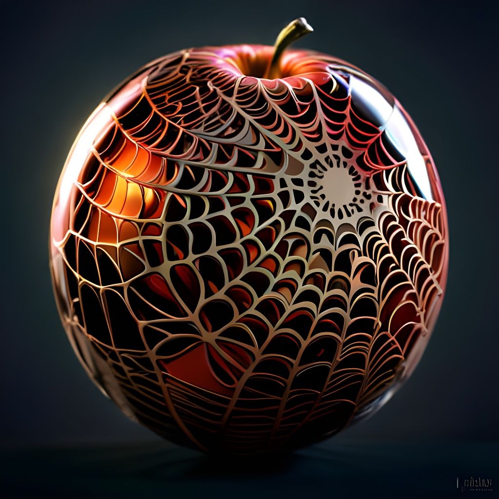 Iced Apple Entrapped in Horror Spiderweb