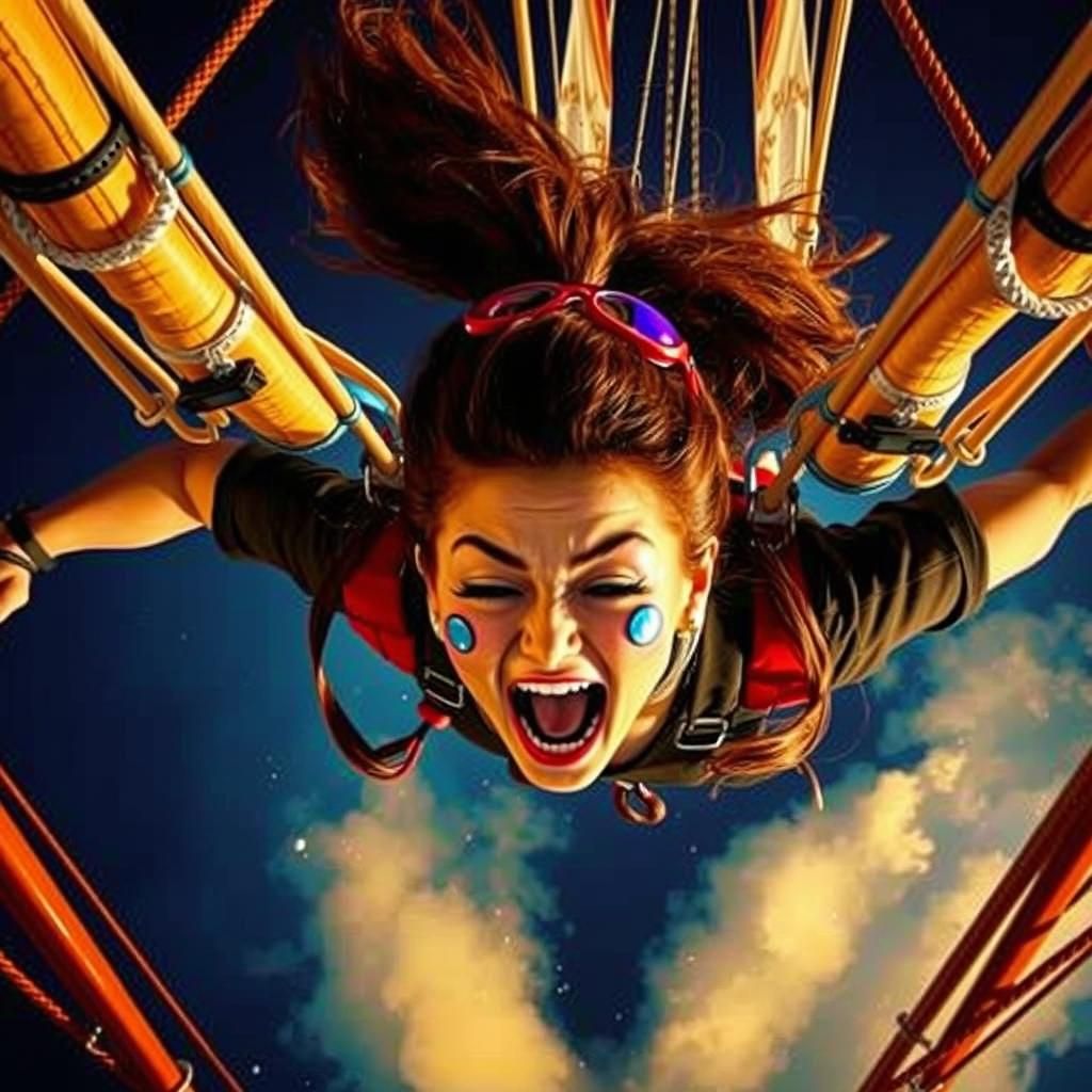 Thrilling Bungee Jumping Scene Captured in Vivid Colors