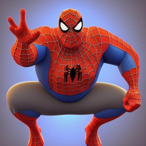 Fat Spiderman in Pixar-Inspired 3D Art