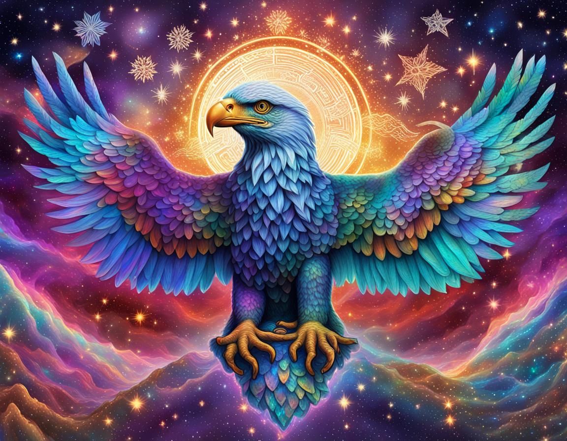 Cosmic Christmas Eagle in Astral Illustration Style