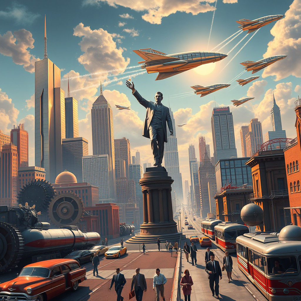 Retro-Futuristic Metropolis Inspired by Atlas Shrugged