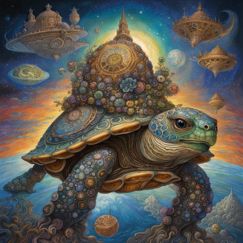 Cosmic Turtle in Galactic Fantasy Style