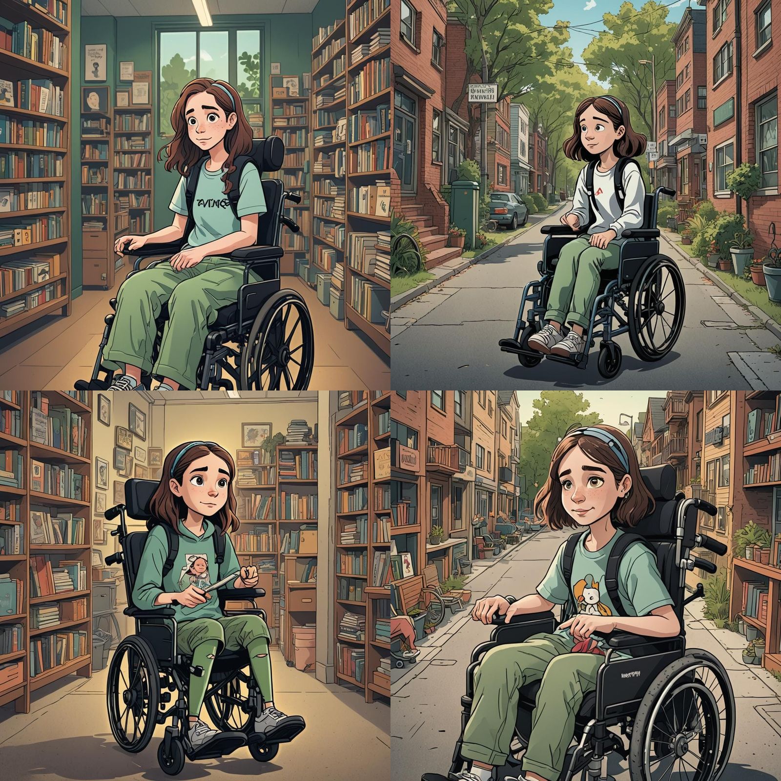 Cartoon Style Memoir Cover with Girl in Wheelchair