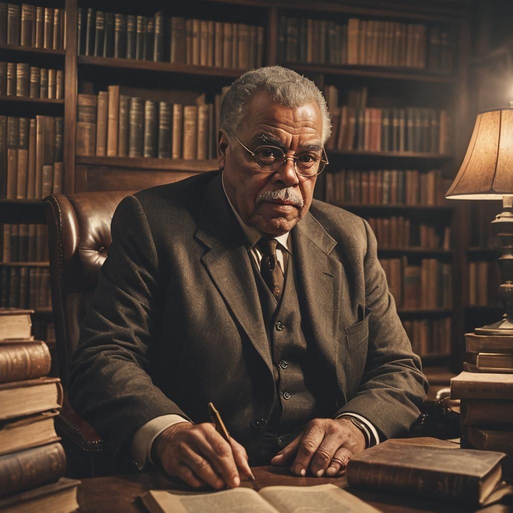 Cinematic Portrait of James Earl Jones in Dark Academia Styl...