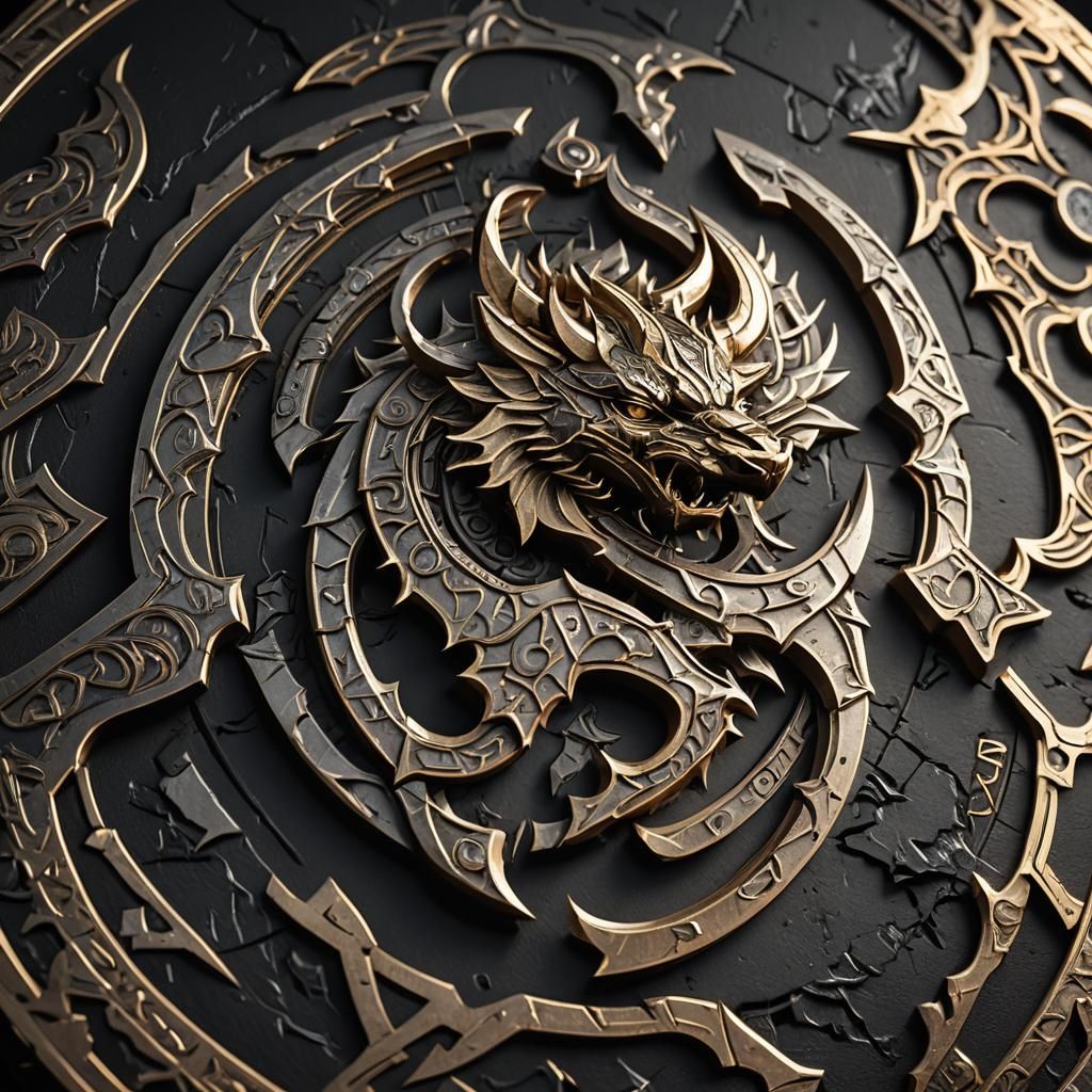 Metallic 3D DOVAH-ARCHITECT Logo in Silver and Gold