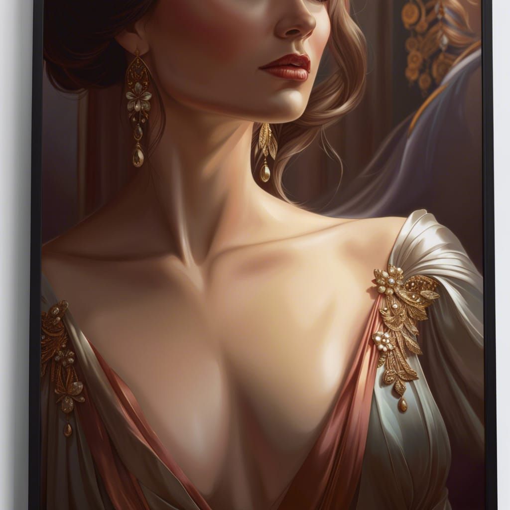 Woman in Silk Gown, Detailed Fantasy Portrait