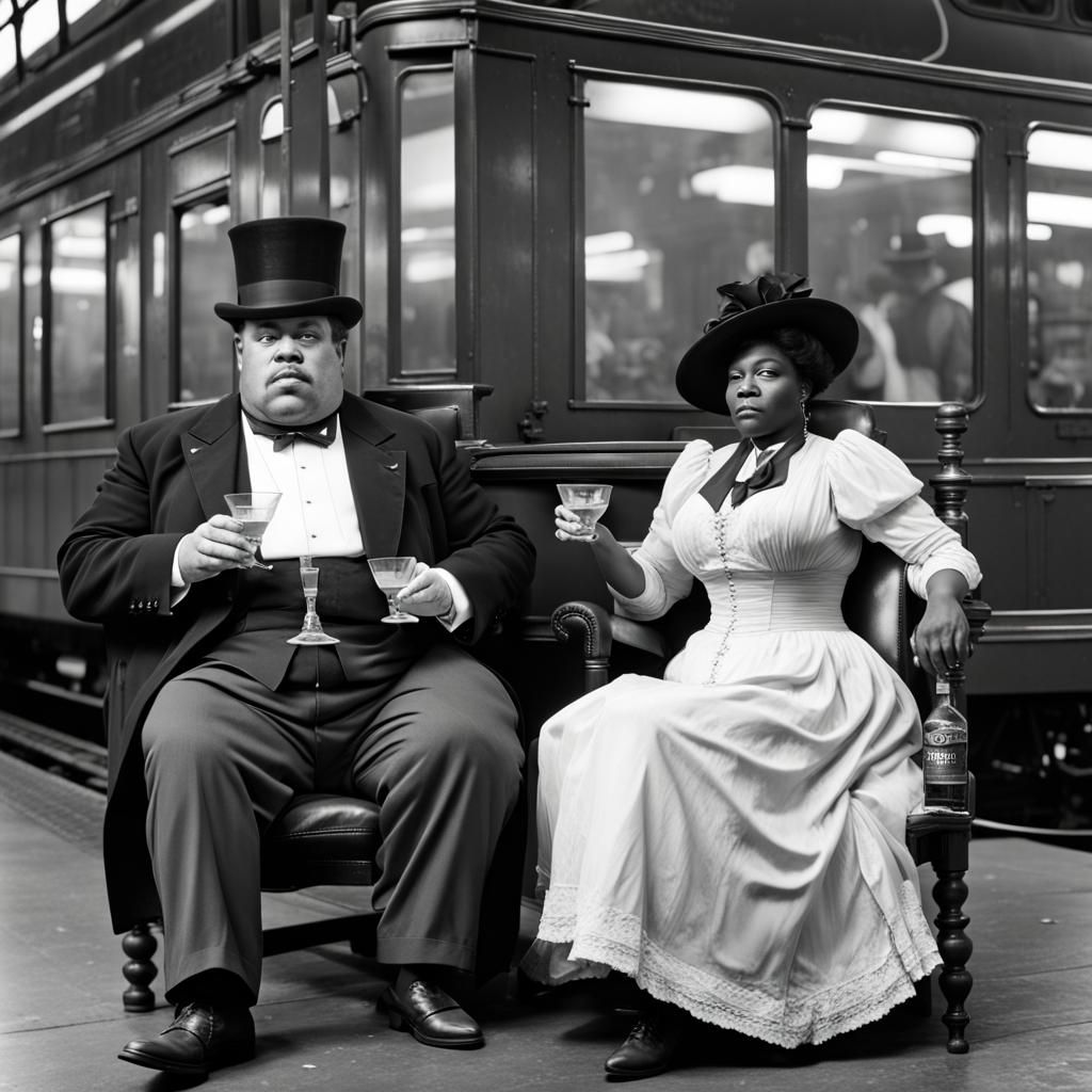 1890s Style Scene: Fat Albert and Top-Hatted Woman